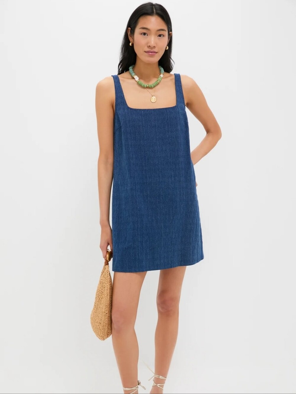 NWT Tuckernuck Pomander Place Windowpane Denim Cassie Dress Plus Sz XXXL